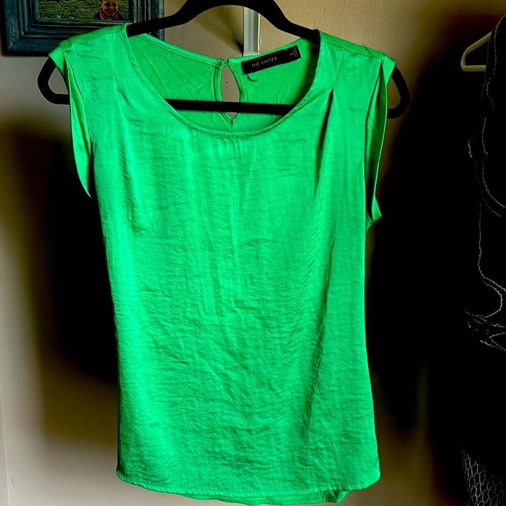 the Limited green satin top XS